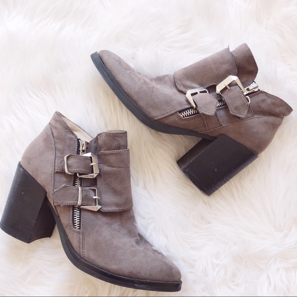Pointy Buckle Zipper Bootie